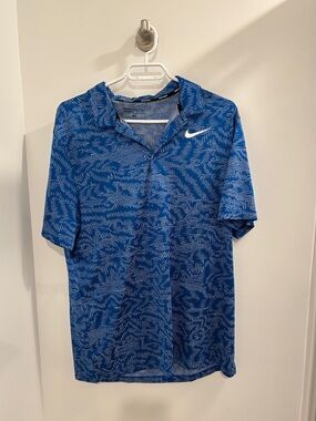 Nike Blue Patterned Athletic Polo